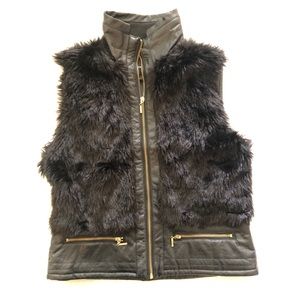 Rampage Faux Leather Faux Fur Vest- Large